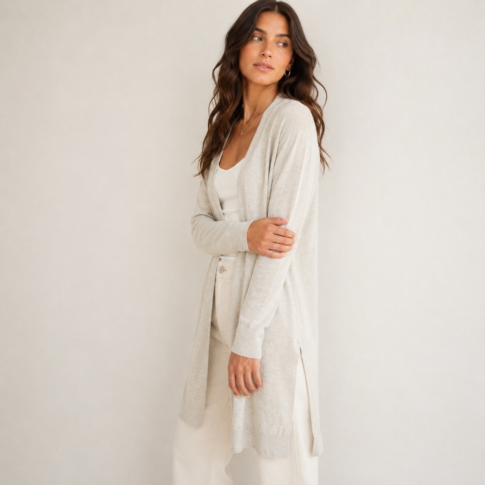 Eileen Fisher Lightweight Merino Wool Long Cardigan XL